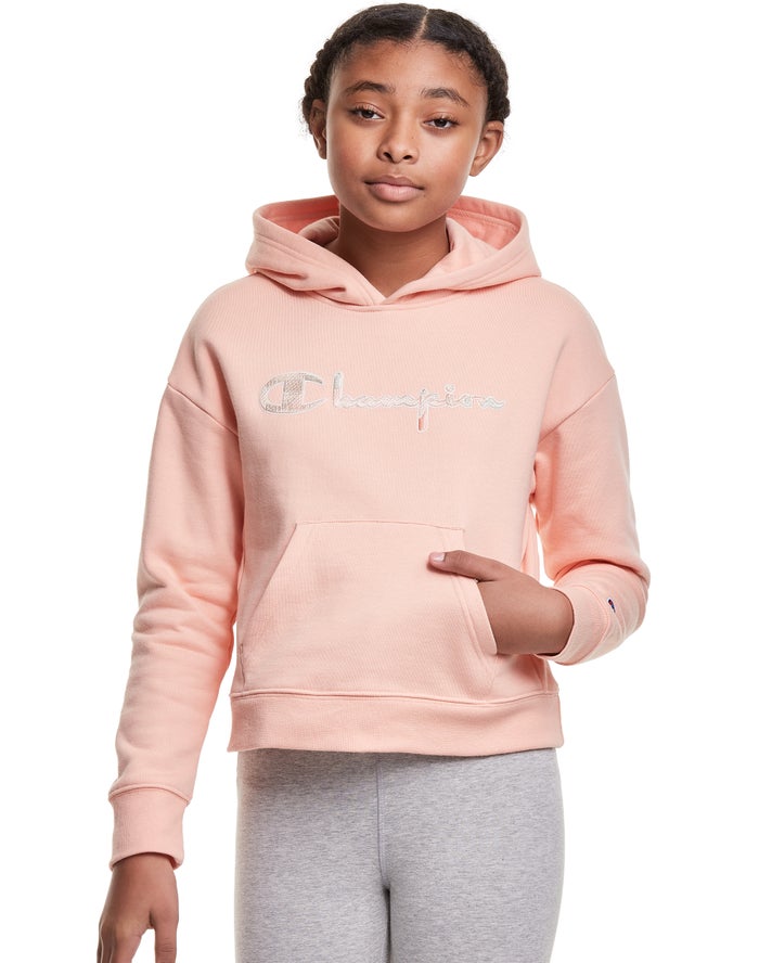 Champion Reverse Weave Fleece Embroidered Logo Hoodie Meisjes - Koraal - Belgie 9021GRCUQ